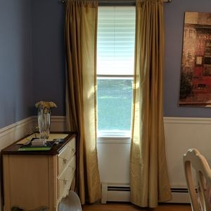 Gold lined curtains w/2 inch rod pocket.